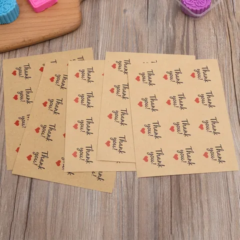 Autocollants Ronds Thank You Étiquettes En Papier Kraft Hand Made With Love Pour Emballage Cadeau Décor De Scellage