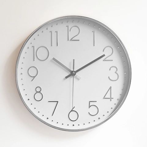 Reloj De Pared Redondo Silencioso Sin Tic-tac Moderno Simple Plástico Vidrio Decoración Sala De Estar Oficina Números Arabigos 3D
