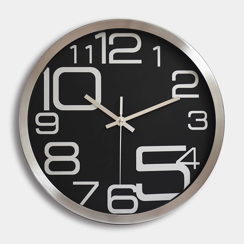 Orologio Da Parete Moderno Movimento Al Quarzo Silenzioso Telaio Acciaio Inossidabile Alluminio Grandi Numeri Arredo Casa