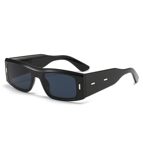 Retro Rectangular Sunglasses PC Square Frame UV400 Protection Metal Rivet Decor Fashion Trendy Eyewear For Men Women