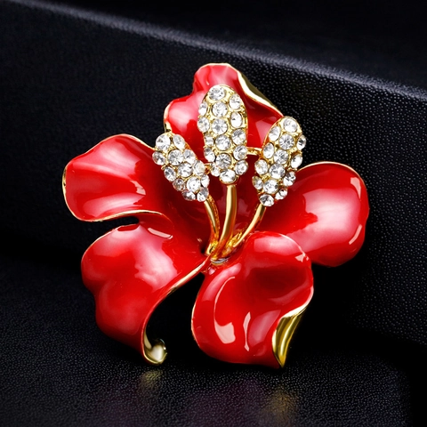 Elegant Rose Flower Brooch For Women Alloy Enamel Rhinestone Wedding Party Dress Pin Fashion Jewelry