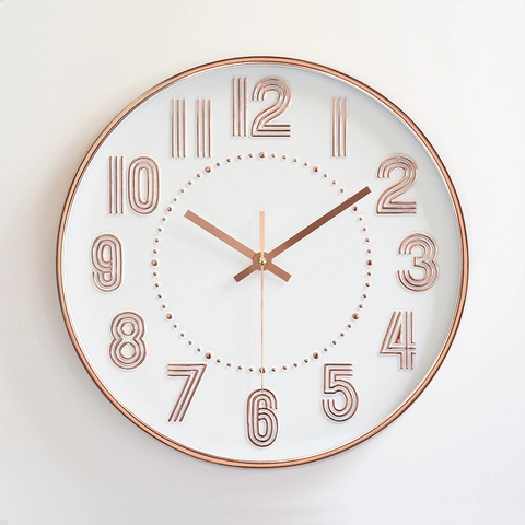 Orologio Da Parete Rotondo Semplice Moderno Quarzo Silenzioso Numeri Arabi 3D Per Soggiorno Ufficio Decorazione