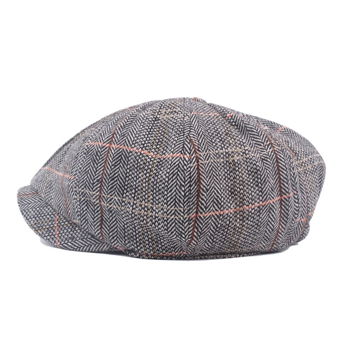 Retro Newsboy Pet Tweed Visgraat Octagonale Hoed Warm Britse Stijl Voor Mannen Verstelbaar Casual Mode