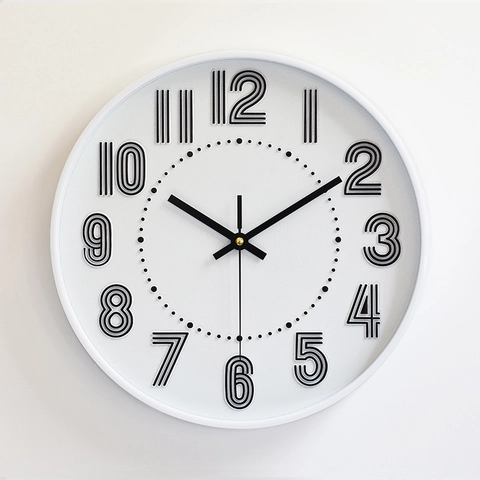 Orologio Da Parete Moderno Minimalista Quarzo Silenzioso Plastica Rotondo Decorativo Numeri 3D Per Casa Ufficio Soggiorno