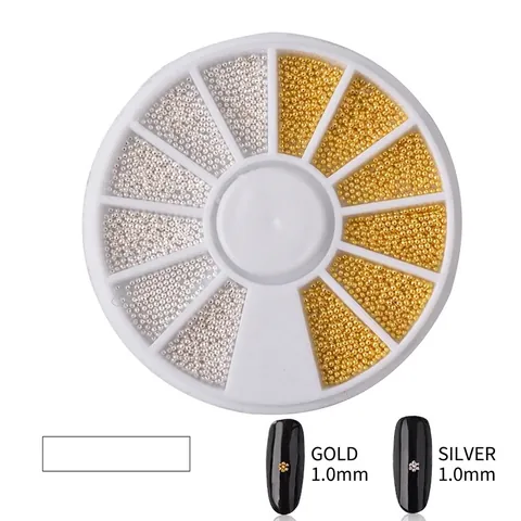 Nagelkunst Metall Stahlperlen Kaviar Mikroperlen Für Maniküre Dekoration DIY Design Gemischte Farben Rad Box