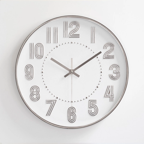 Orologio Da Parete Rotondo Semplice Moderno Quarzo Silenzioso Numeri Arabi 3D Per Soggiorno Ufficio Decorazione