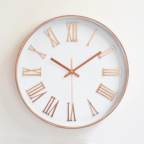 Orologio Da Parete Rotondo Quarzo Movimento Silenzioso Decorativo Metallo Plastica Numeri In Rilievo Salone Ufficio Casa