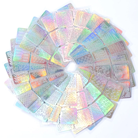 Holografische Laser Nagelkunst Aufkleber Ausgehöhlt 3D Selbstklebende Abziehbilder Geometrisch Maniküre Mixed Stile