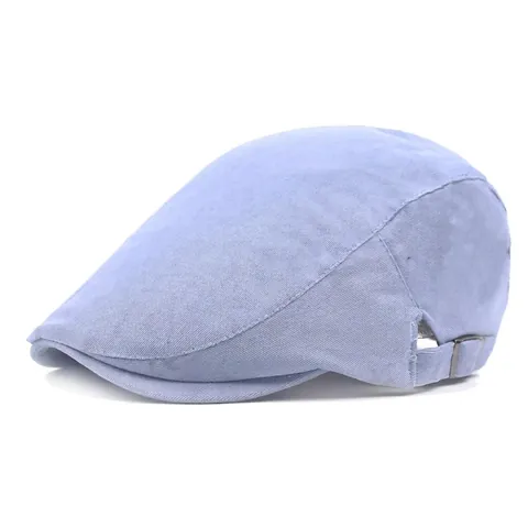 Gorra Plana De Algodón Color Sólido Vintage Newsboy Con Hebilla De Metal Ajustable Para Hombres Y Mujeres