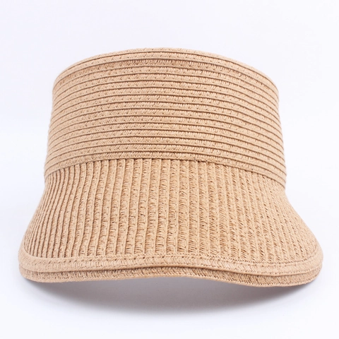 Chapeau Visière En Paille Femme Été Plage Pliable Large Bord Respirant Réglable Style Coréen