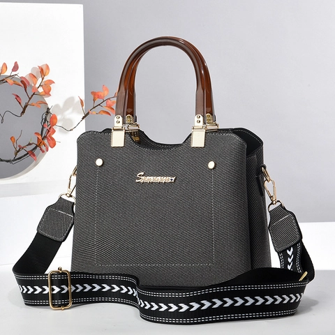 Women Macaron Color PU Leather Shoulder Bag Fashion Multi Layer Handbag With Resin Handle And Wide Geometric Strap