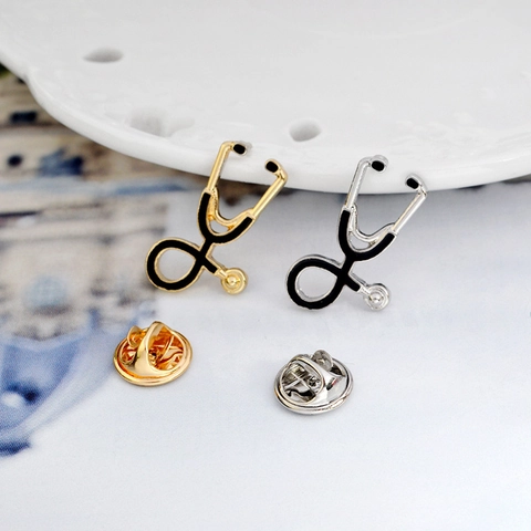 Stethoscope Brooch Alloy Enamel Lapel Pin For Doctors Nurses Medical Students Professional Accessory Jewelry Gift