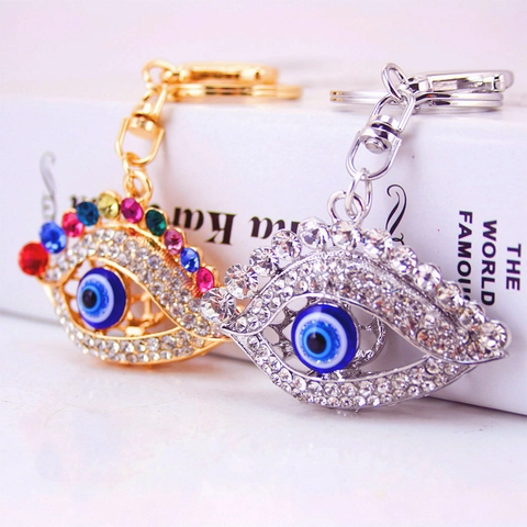 Malocchio Cristallo Strass Portachiavi in Lega di Zinco Creativo Auto Portachiavi Borsa Ciondolo Occhio Blu Decorazione Regalo