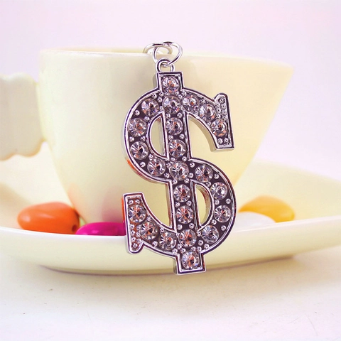 Silber Dollarzeichen Metall Schlüsselanhänger Mit Strass Einlage Für Damen Herren Hip Hop Tasche Anhänger Schlüsselring Zubehör