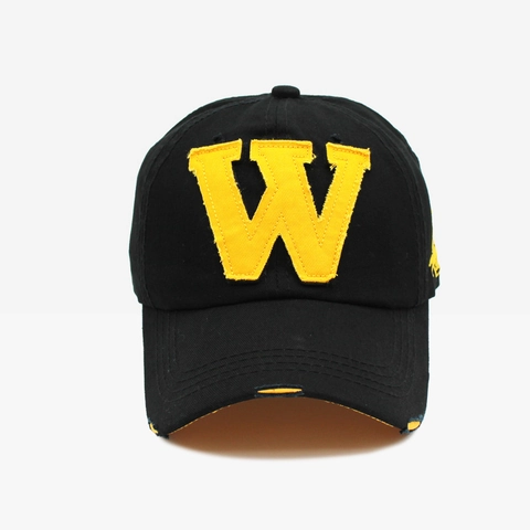 Washed Cotton Baseball Cap Retro Distressed Buchstabe W Stickerei Sonnenhut Verstellbar Streetwear Hip Hop Casual Unisex