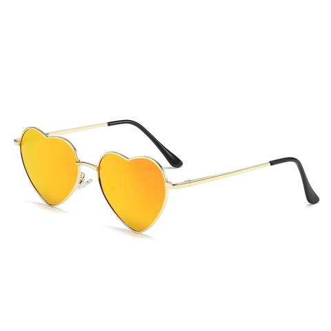 Lunettes De Soleil En Forme De Coeur Monture En Métal Polarisées UV400 Mode Y2K Punk Rétro Verres Miroir Pour Femmes Hommes