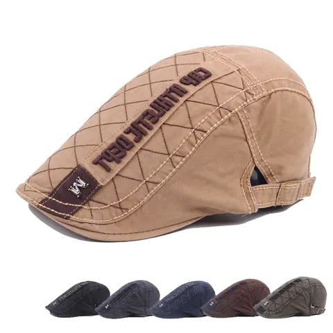 Herren Vintage Schiebermütze Gesteppte Baumwolle Ivy Hat Verstellbare Newsboy Cabbie Cap Atmungsaktiv Sonnenschutz Klassisch