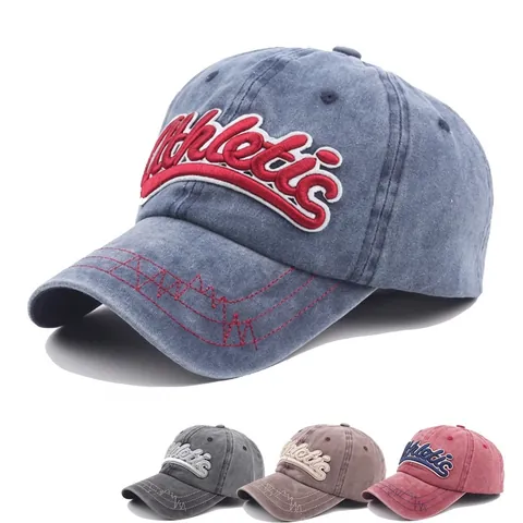 Casquette De Baseball Coton Lavé Rétro Broderie Athletic Réglable Chapeau De Soleil Vintage Style Sportif