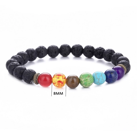 Chakra Lava Stone Beaded Bracelet Natural Stone Tiger Eye Healing Energy Yoga Elastic Stretch Jewelry For Men Women