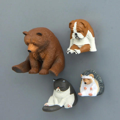 Lindos Imanes De Nevera De Animales Sentados Somnolientos Figuritas De Zoo De Resina Decoración De Cocina Hogar Accesorio De Novedad