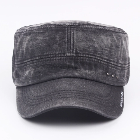 Cadet Cap Herren Gewaschene Baumwolle Retro Flat Top Militärmütze Verstellbare Vintage Outdoor Freizeit Sonnenhut