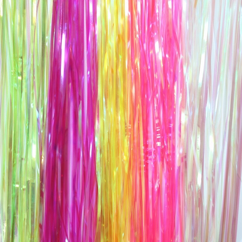 Cortina de Flecos de Papel de Aluminio Color Caramelo Irisado Decoración de Fondo de Fiesta de Cumpleaños Cinta de Borla