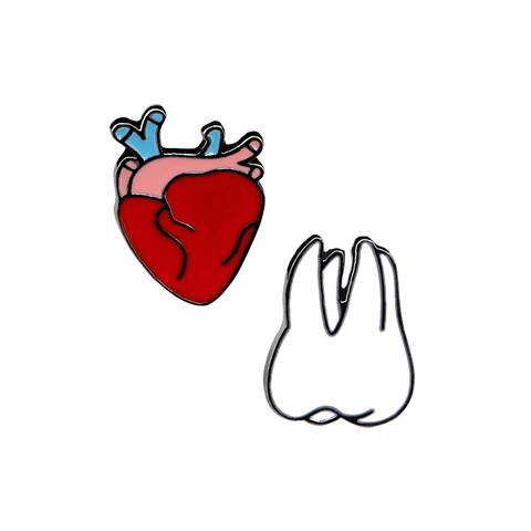 Anatomisch Hart Tand Emaille Pin Broches Zinklegering Medische Orgaansieraden Voor Artsen Verpleegkundigen Studenten Decor