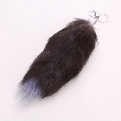 Grand Porte-Clés Queue De Renard Pendentif De Sac En Fourrure Dégradé De Couleur Peluche Douce Anneau De Clé Accessoires Pour Sac À Main Sac À Dos Femmes