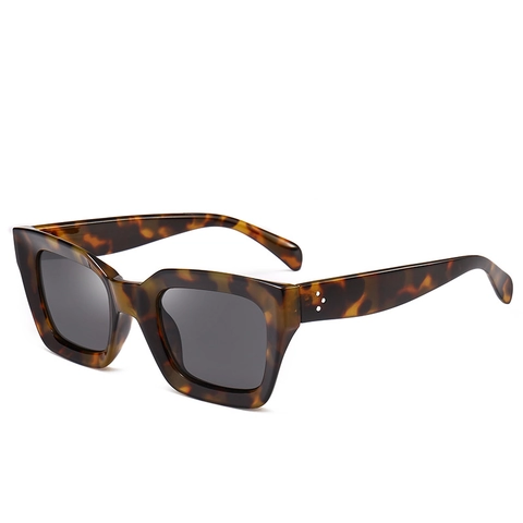 Vintage Square Sunglasses UV400 Protection Plastic Frame PC Lens Rivet Decor Trendy Fashion Eyewear For Women Men