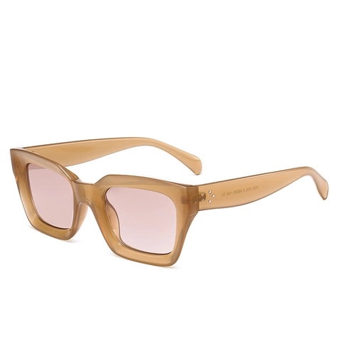 Vintage Square Sunglasses UV400 Protection Plastic Frame PC Lens Rivet Decor Trendy Fashion Eyewear For Women Men