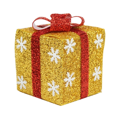 Christmas Gift Box Decorations PVC Glitter Snowflake Pattern With Bow For Holiday Party Shop Window Mall Hotel Decor