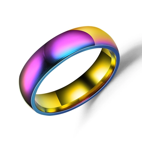 Anillo Minimalista de Acero Inoxidable con Degradado de Arcoíris para Hombre Mujer Moderno Multicolor Galvanizado Banda Lisa Joyería de Regalo