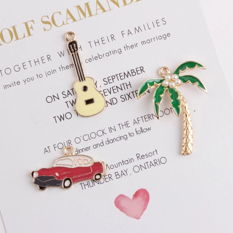 Ciondoli Per Gioielli Fai Da Te Lega Smalto Carino Albero Di Cocco Chitarra Auto Cactus Accessori Artigianali Per Bracciale