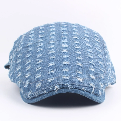 Berretto In Denim Lavato Vintage Con Design A Fori Retrò Fibbia Regolabile Accessorio Cappello Streetwear Per Donne