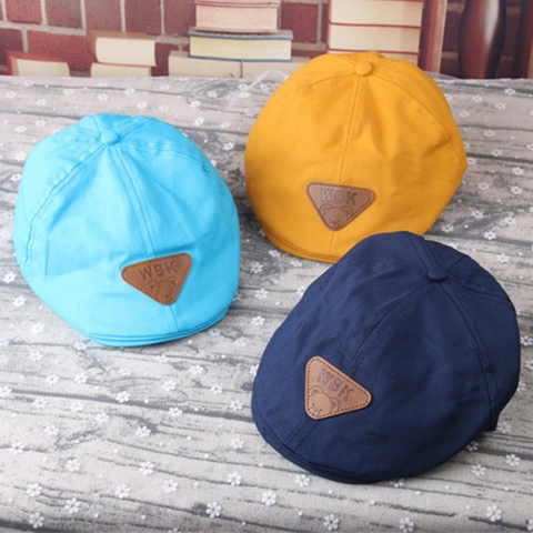 Casquette Gavroche Enfant Béret Bébé Coton Rayé Chapeau Plat Garçons Filles Avec Broderie Lapin Style Britannique