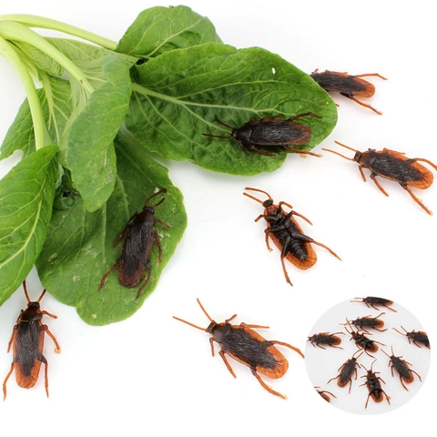 Realistic Fake Cockroach Toy PVC Soft Brown Lifelike Prank Joke Gag Prop For Halloween Party Fools Day