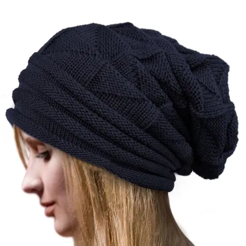 Acryl Gebreide Beanie Muts Slouchy Winter Warm Wafelrooster Textuur Omslag Outdoor Pet Voor Heren Dames Effen Kleur Casual