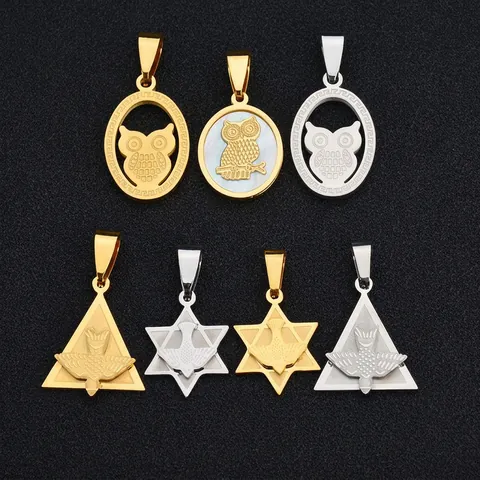 Stainless Steel Owl And Eagle Pendant Necklace With Shell Peace Dove Hexagram Charm Retro Jewelry For Women Temperament