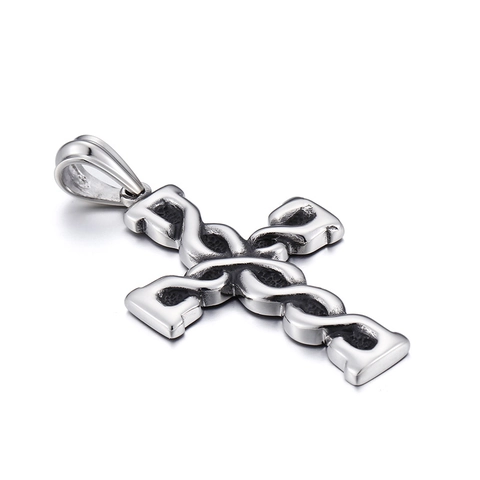 Colgante De Cruz Retro Para Hombre Textura Trenzada Vintage Acero Inoxidable Estilo Punk Gótico Joyería