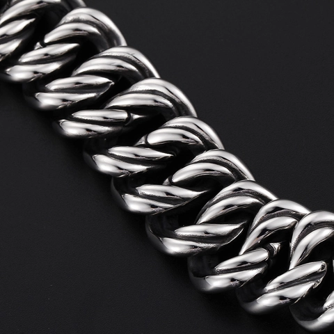 Pulsera De Cadena De Eslabones Cubanos Para Hombre Acero Inoxidable 316L Pesada Punk Retro Hip Hop Joyería