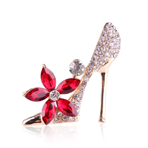 Spilla Scarpa Con Tacco Alto Elegante Con Strass E Fiore Di Cristallo Lega Gioielli Di Moda Vintage Per Donna