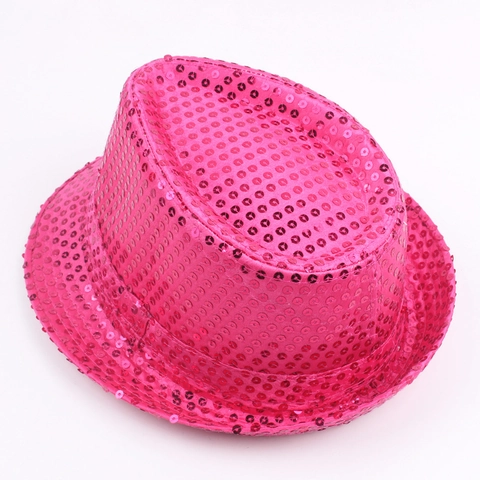 Sequin Fedora Hat Shiny Glitter Jazz Cap For Stage Performance Dance Party Cotton Polyester Blend Unisex