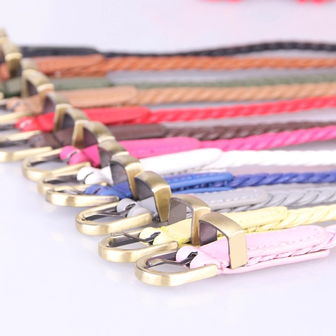 Cintura Sottile da Donna in Pelle PU Intrecciata a Mano per Abiti Cintura Skinny Casual Versatile con Fibbia ad Ardiglione Dorata Cintura Decorativa a Corda