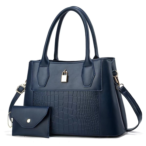 Sac À Main Femme Motif Crocodile Cuir PU Élégant Sac À Épaule Bandoulière Avec Petite Pochette Serrure En Métal Grande Capacité