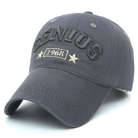 Baseball Cap Washed Cotton 3D Genius 1968 Embroidery Adjustable Vintage Sunshade Hat For Men Women