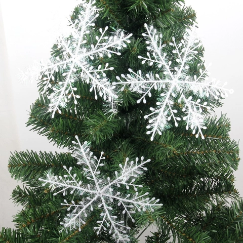 Addobbi Natalizi Appesi A Fiocco Di Neve Plastica Iridescente Glitter Filo Laser Bianco Festa Di Vacanza Decorazione Albero