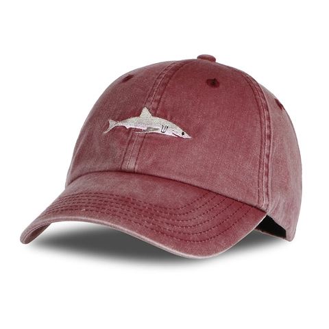 Washed Cotton Baseball Cap Shark Embroidery Vintage Distressed Adjustable Dad Hat For Men Women Casual Outdoor Sunshade