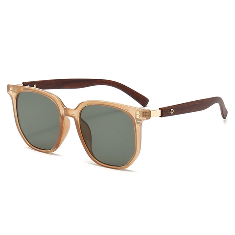 Occhiali Da Sole Quadrati Retrò Vintage Stanghette Venature Legno Protezione UV400 Montatura PC Di Tendenza Donna