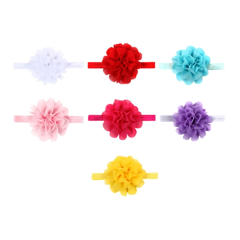 Baby Girls Elastic Headband Chiffon Flower Handmade Floral Hair Accessories Infant Toddler Soft Fabric Breathable Headwear