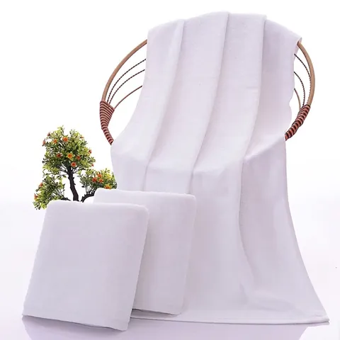 White Bath Towel Highly Absorbent Combed Cotton Thick Terry Cloth For Hotel SPA Home Bathroom Soft Solid Color